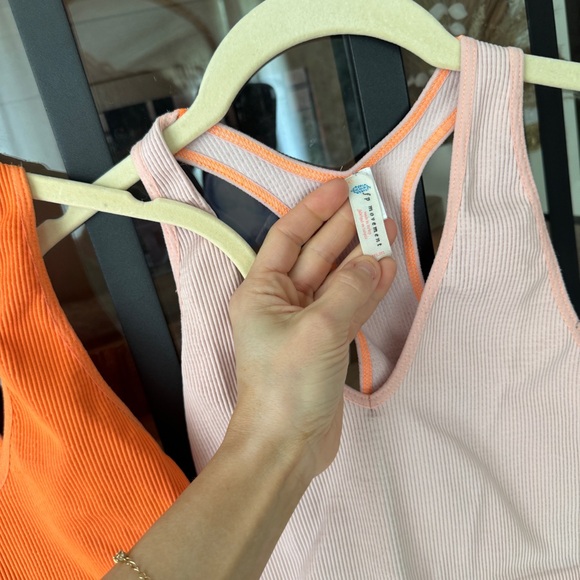 BUNDLE Free People FP Movement Free Throw Crop Tank top ribbed sports bra peach - Picture 7 of 12
